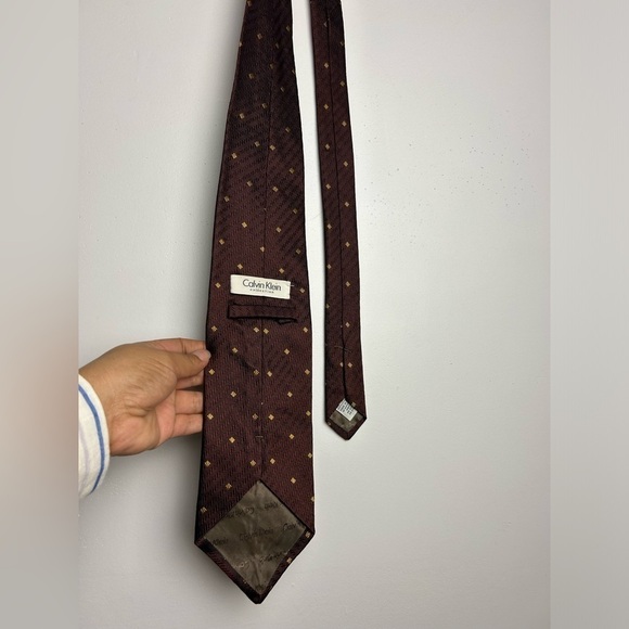 VTG Y2K Kalvin Klein Collection 100% Silk Brown Mens Boho Formal Work wear Tie - Picture 5 of 10